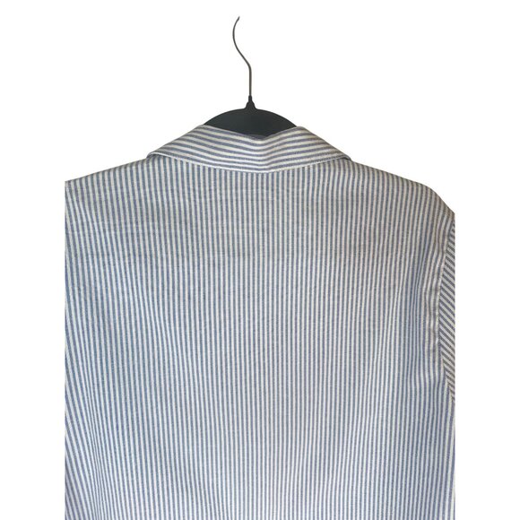 2/$30 ZARA Womens Small Blue & White Striped Long Sleeve Cropped Shirt - Picture 6 of 12